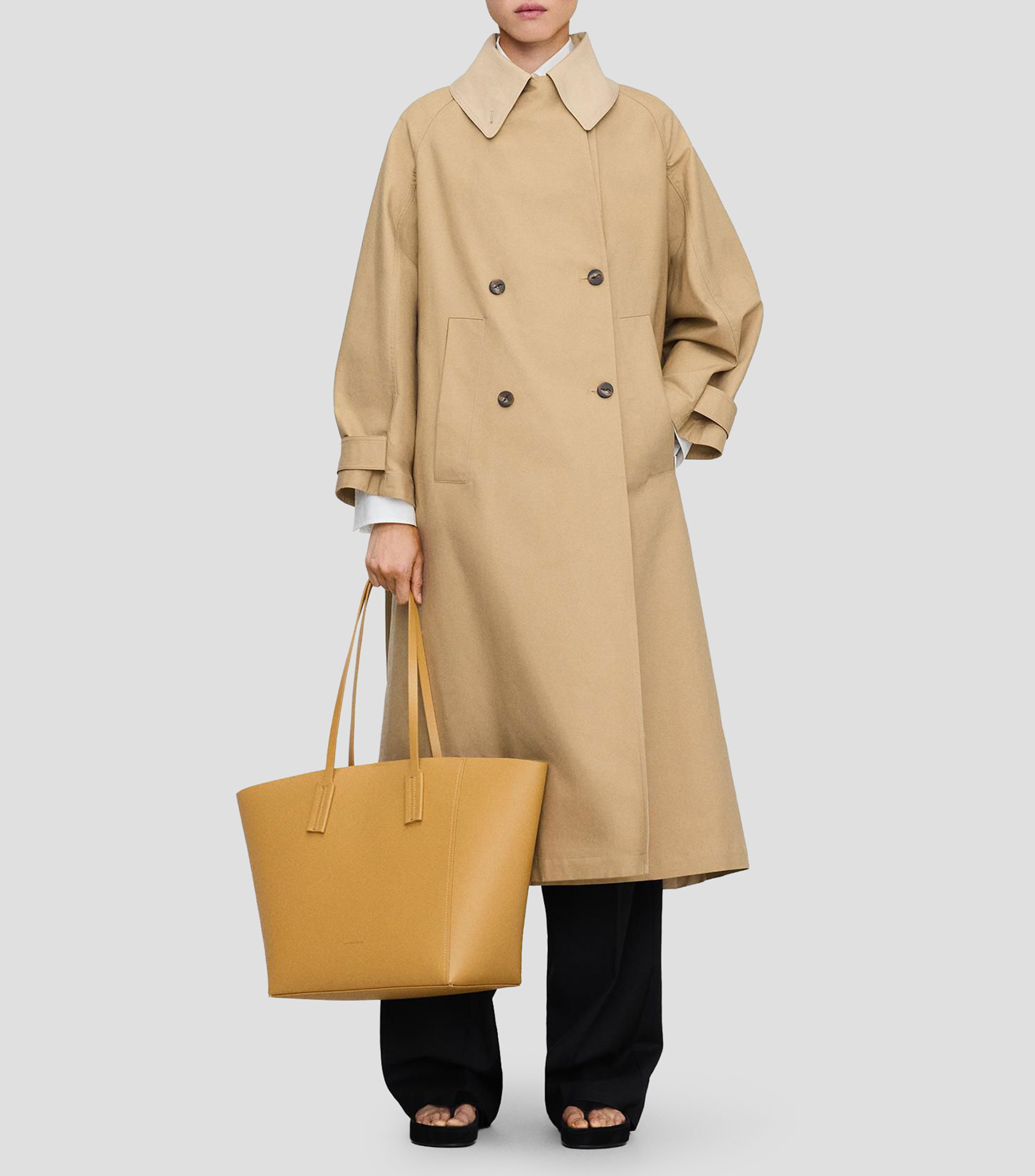 Bolsa tote en piel lisa Mujer